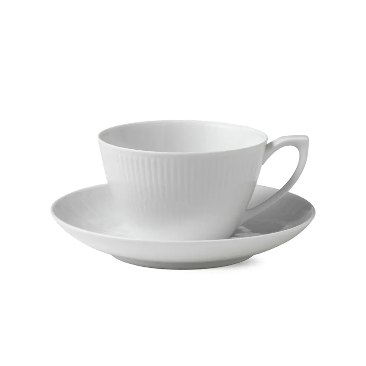 Royal Copenhagen Hvid Riflet|Kaffekopper*Hvid Riflet kop og underkop, 28 cl