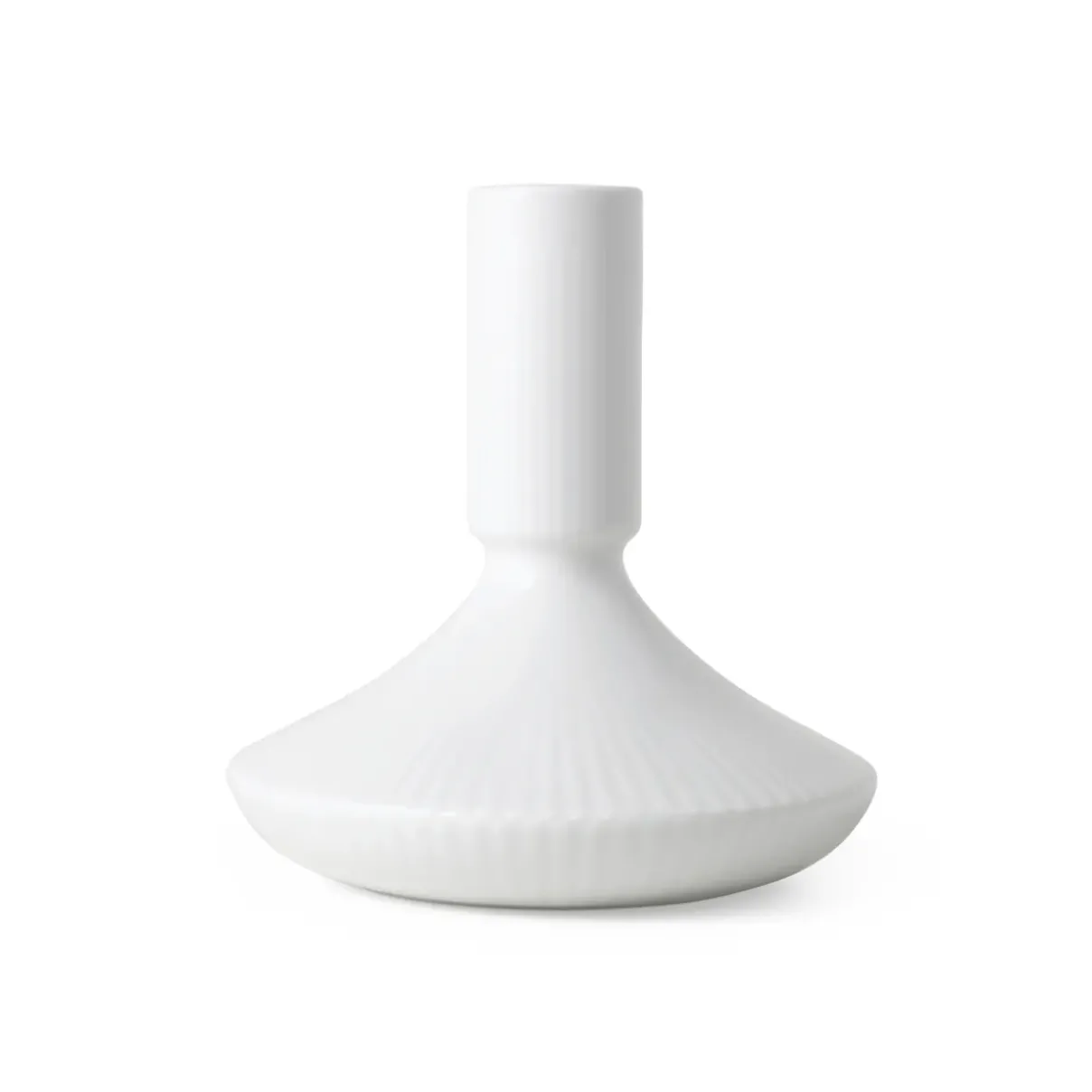 Royal Copenhagen Hvid Riflet|Lysestager*Hvid Riflet lysestage, 12 cm