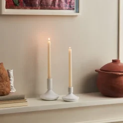 Royal Copenhagen Hvid Riflet|Lysestager*Hvid Riflet lysestage, 12 cm