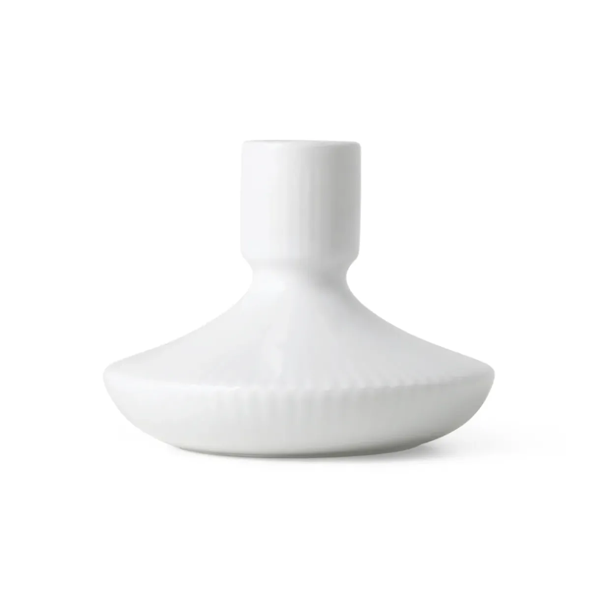 Royal Copenhagen Hvid Riflet|Lysestager*Hvid Riflet lysestage, 8 cm