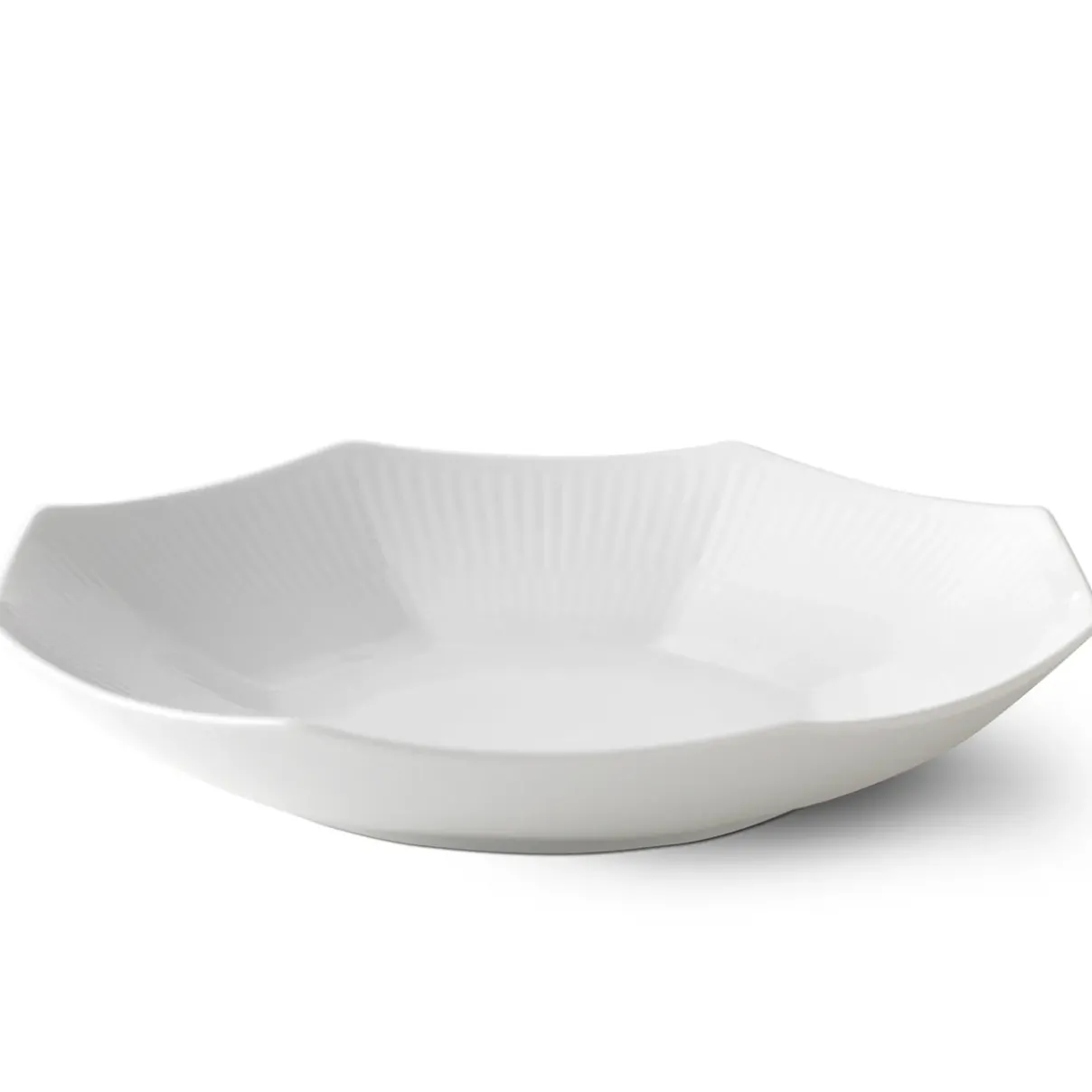 Royal Copenhagen Hvid Riflet*Hvid Riflet ottekantet skål, 25 cm