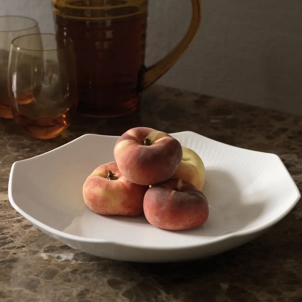 Royal Copenhagen Hvid Riflet*Hvid Riflet ottekantet skål, 25 cm