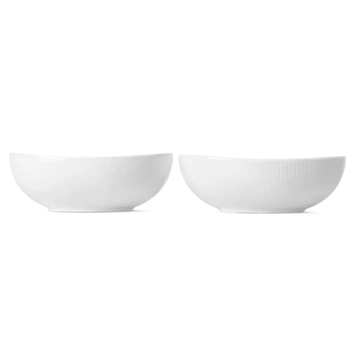 Royal Copenhagen Hvid Riflet|Snackskåle*Hvid Riflet oval skål, 37 cl, 2 stk.