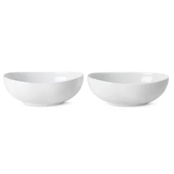 Royal Copenhagen Hvid Riflet|Snackskåle*Hvid Riflet oval skål, 37 cl, 2 stk.