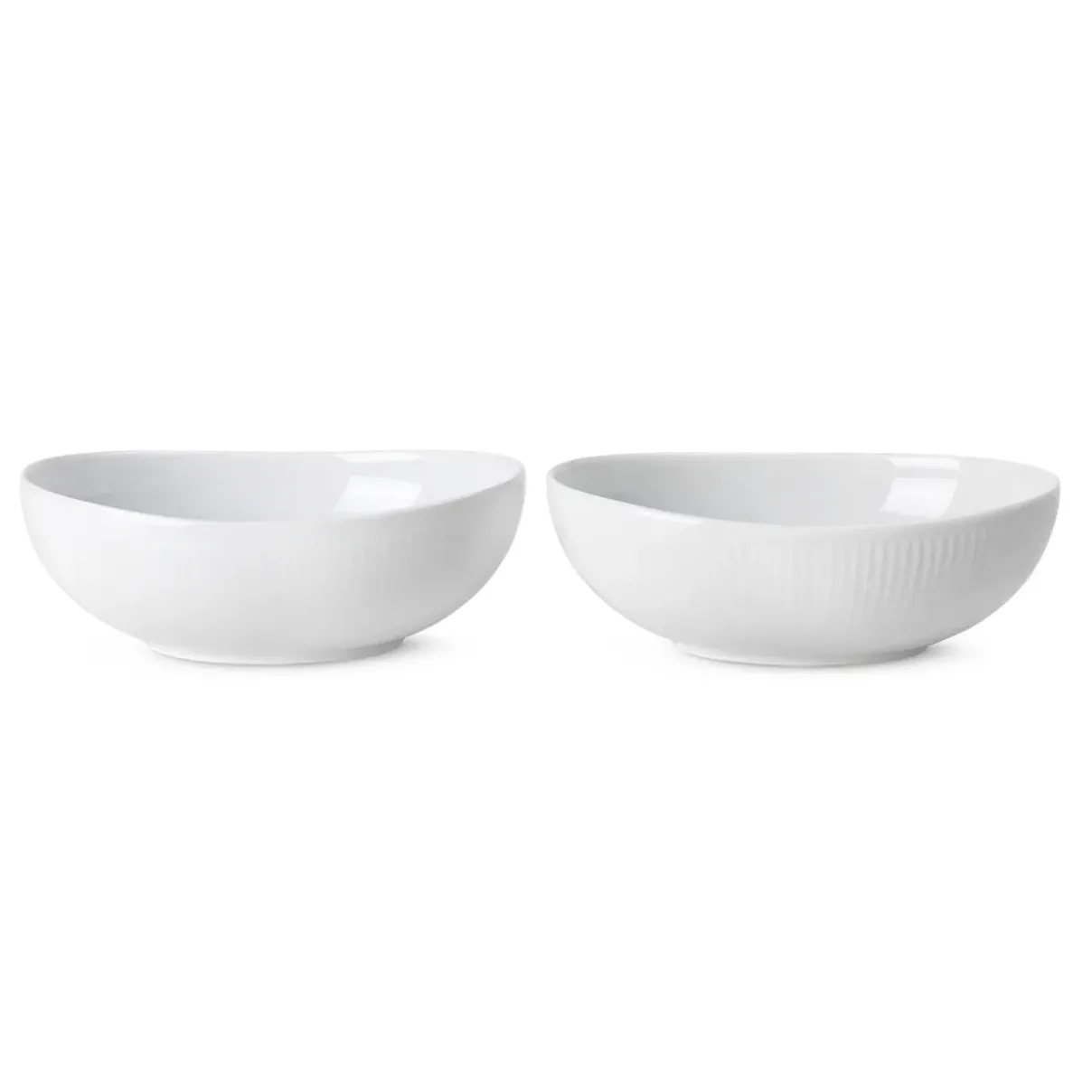 Royal Copenhagen Hvid Riflet|Snackskåle*Hvid Riflet oval skål, 37 cl, 2 stk.