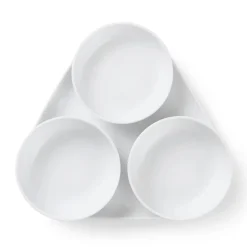 Royal Copenhagen Hvid Riflet|Snackskåle*serveringssæt, 24,5 cm, 4 stk. Hvid Riflet