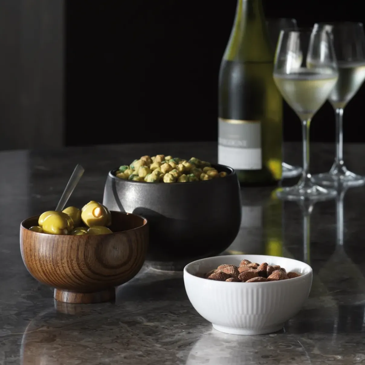 Royal Copenhagen Hvid Riflet|Snackskåle*Hvid Riflet skål, 24 cl