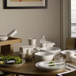 Royal Copenhagen Hvid Riflet|Salatskåle*Hvid Riflet skål, 310 cl