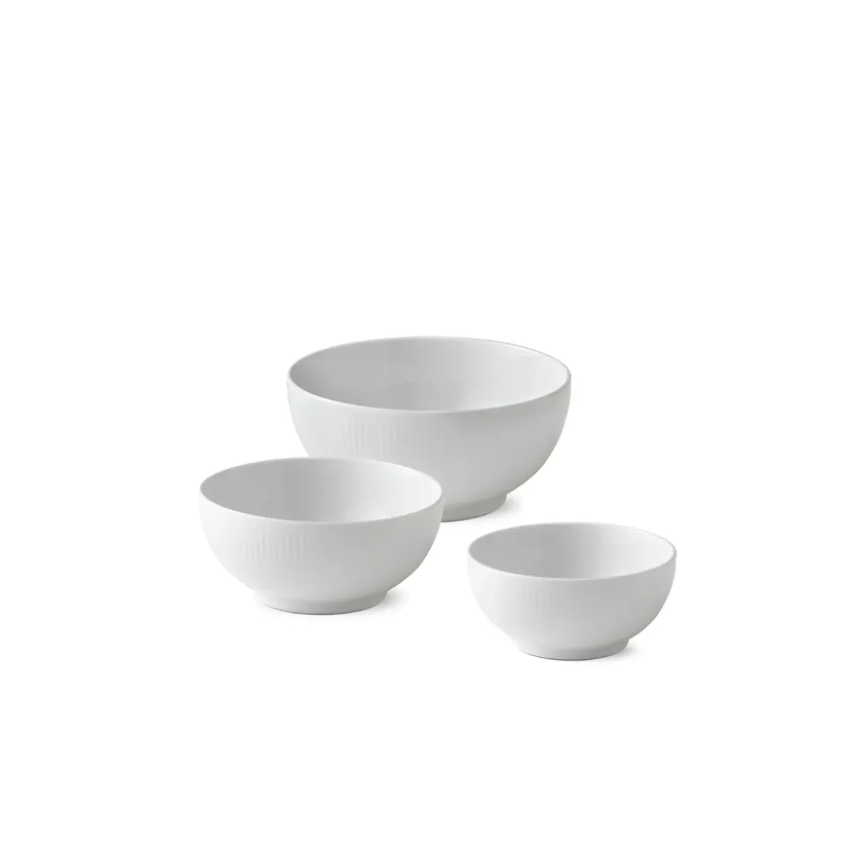 Royal Copenhagen Hvid Riflet*Hvid Riflet skål 47 cl, 73 cl, 110 cl, 3 stk.