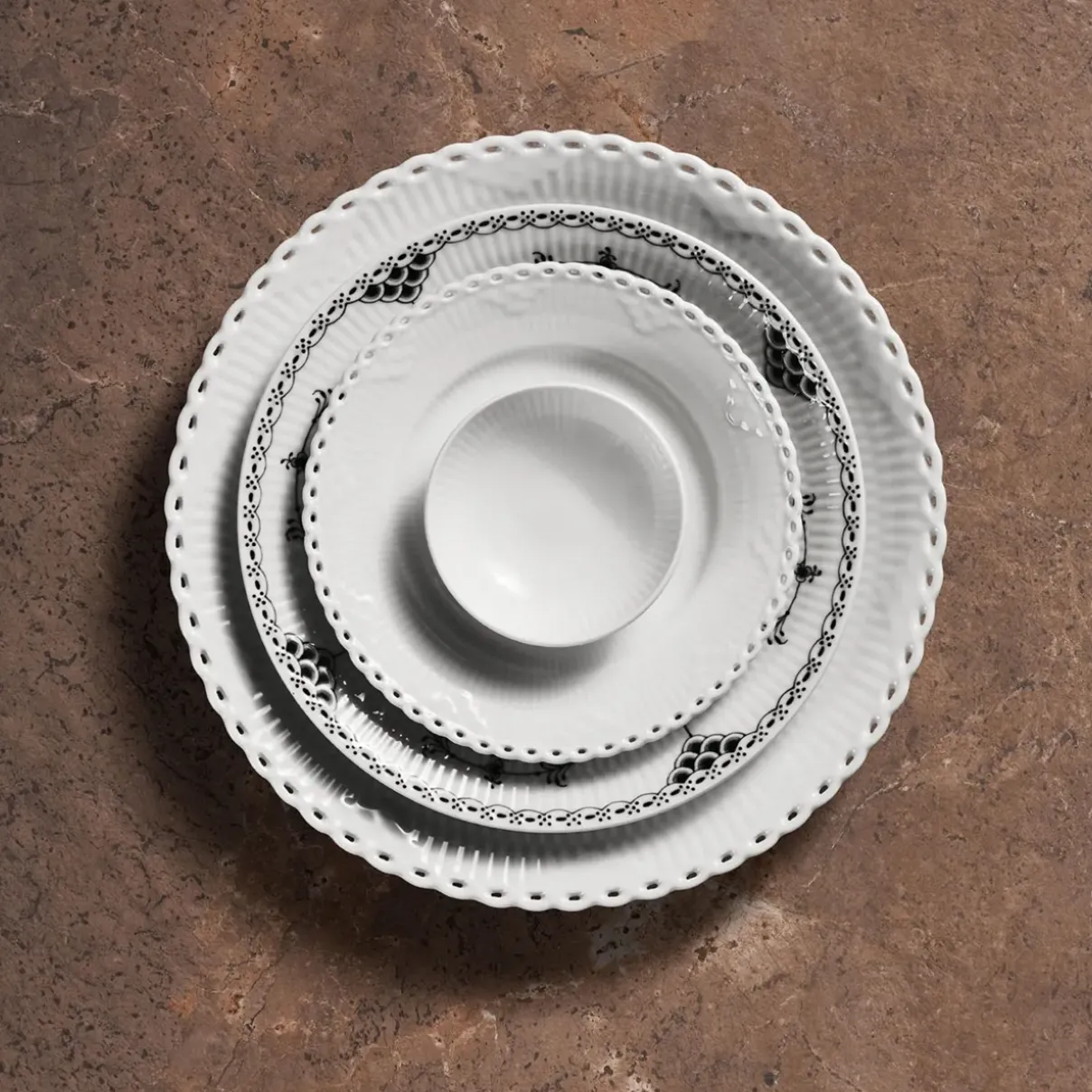 Royal Copenhagen Hvid Riflet|Snackskåle*Hvid Riflet skål, 9 cl, 2 stk.
