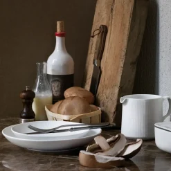 Royal Copenhagen Hvid Riflet|Opbevaringskrukker*Hvid Riflet smørskål med låg, 6,8 cm