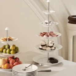 Royal Copenhagen Hvid Riflet|Étagères*Hvid Riflet étagère, 5 lag