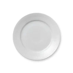 Royal Copenhagen Hvid Riflet|Desserttallerkener*Hvid Riflet tallerken, 19 cm