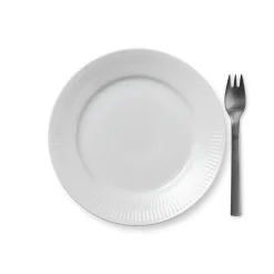 Royal Copenhagen Hvid Riflet|Desserttallerkener*Hvid Riflet tallerken, 19 cm