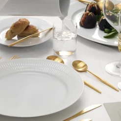 Royal Copenhagen Hvid Riflet|Desserttallerkener*Hvid Riflet tallerken, 19 cm