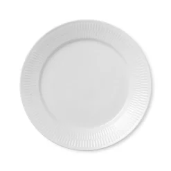 Royal Copenhagen Hvid Riflet|Middagstallerkener*Hvid Riflet tallerken, 25 cm