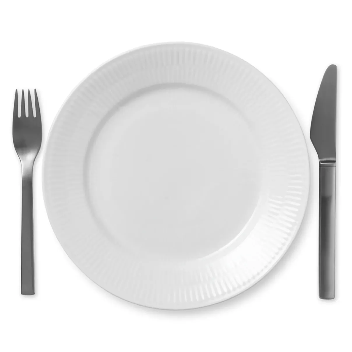 Royal Copenhagen Hvid Riflet|Frokost Tallerkener*Hvid Riflet tallerken, 22 cm