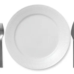 Royal Copenhagen Hvid Riflet|Middagstallerkener*Hvid Riflet tallerken, 27 cm