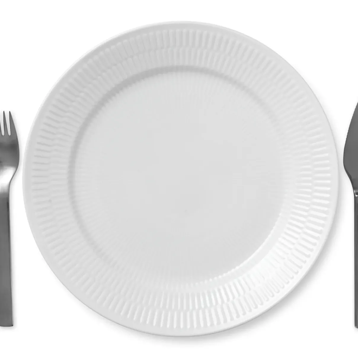 Royal Copenhagen Hvid Riflet|Middagstallerkener*Hvid Riflet tallerken, 27 cm
