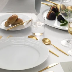 Royal Copenhagen Hvid Riflet|Middagstallerkener*Hvid Riflet tallerken, 27 cm