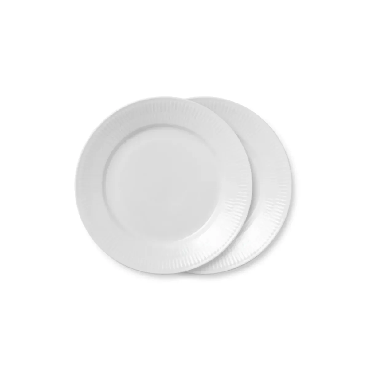 Royal Copenhagen Hvid Riflet|Frokost Tallerkener*Hvid Riflet tallerken, 22 cm, 2 stk.