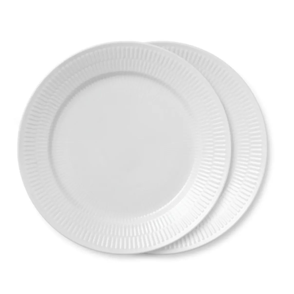 Royal Copenhagen Hvid Riflet|Middagstallerkener*Hvid Riflet tallerken, 27 cm, 2 stk.
