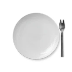 Royal Copenhagen Hvid Riflet|Desserttallerkener*Hvid Riflet Tallerken Coupe, 19 cm