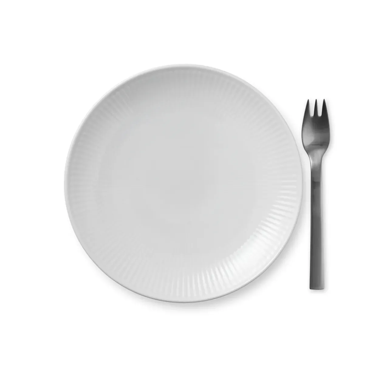 Royal Copenhagen Hvid Riflet|Desserttallerkener*Hvid Riflet Tallerken Coupe, 19 cm
