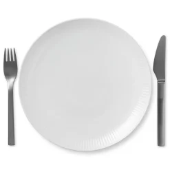 Royal Copenhagen Hvid Riflet*Hvid Riflet tallerken coupe, 23 cm