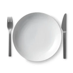 Royal Copenhagen Hvid Riflet|Frokost Tallerkener*Hvid Riflet tallerken coupe, 20 cm