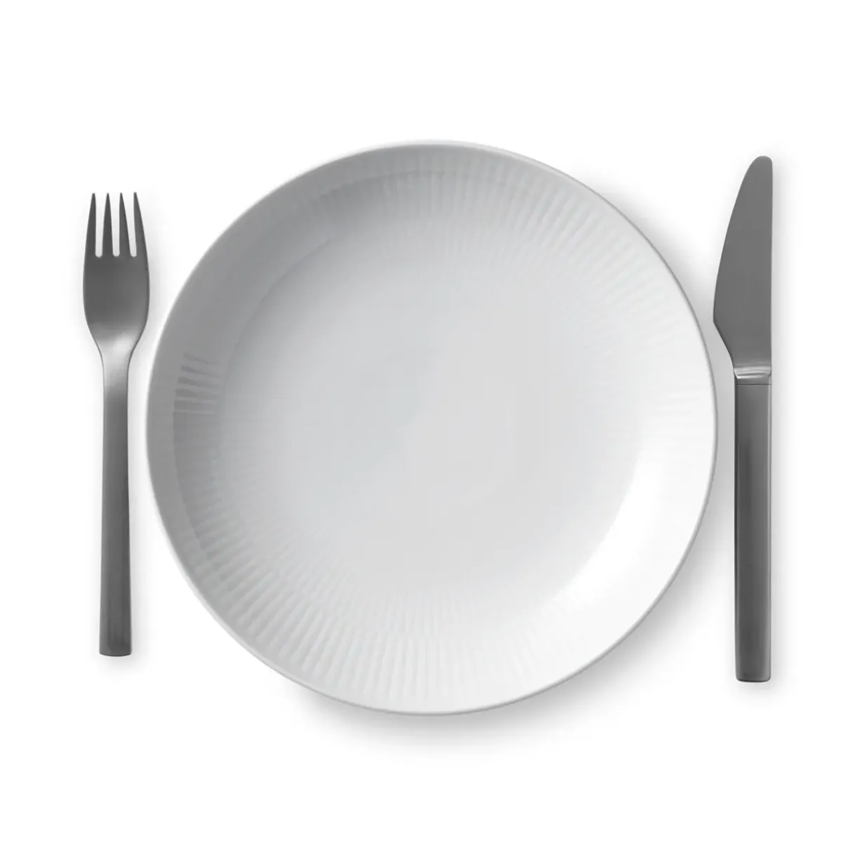 Royal Copenhagen Hvid Riflet|Frokost Tallerkener*Hvid Riflet tallerken coupe, 20 cm