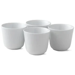 Royal Copenhagen Hvid Riflet|Kaffekopper*Hvid Riflet termokrus, 26 cl, 4 stk.