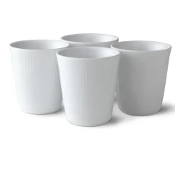 Royal Copenhagen Hvid Riflet|Kaffekopper*Hvid Riflet termokrus, 29 cl, 4 stk.