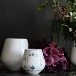 Royal Copenhagen Hvid Riflet|Home Décor*Hvid Riflet vase, 20,5 cm