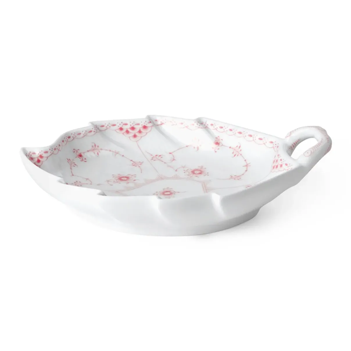 Royal Copenhagen Eksklusive Steldele|Koral Musselmalet Halvblonde*Koral Musselmalet Halvblonde fad, bladformet, 23 cm