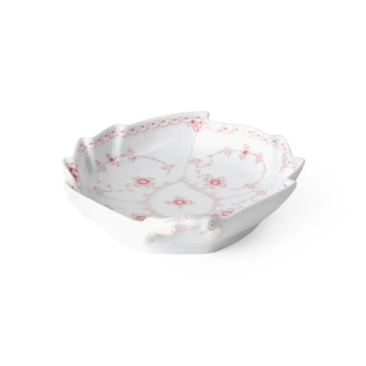 Royal Copenhagen Eksklusive Steldele|Koral Musselmalet Halvblonde*Koral Musselmalet Halvblonde fad, bladformet, 23 cm
