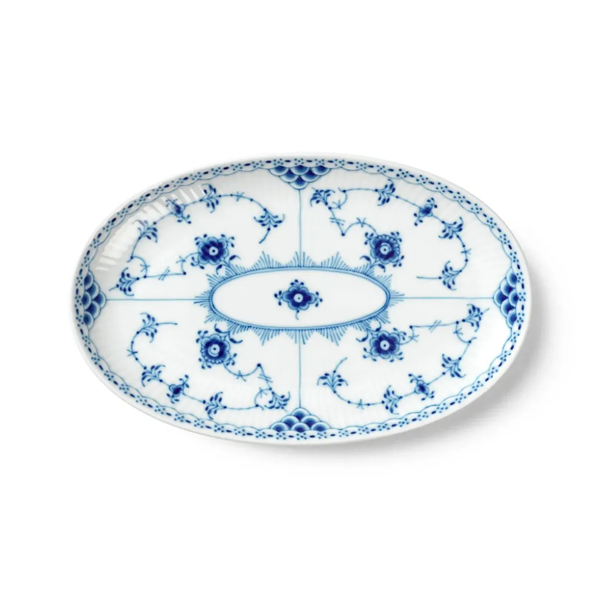 Royal Copenhagen Musselmalet Halvblonde|Aktiv Asietter*Musselmalet Halvblonde asiet, 23,5 cm