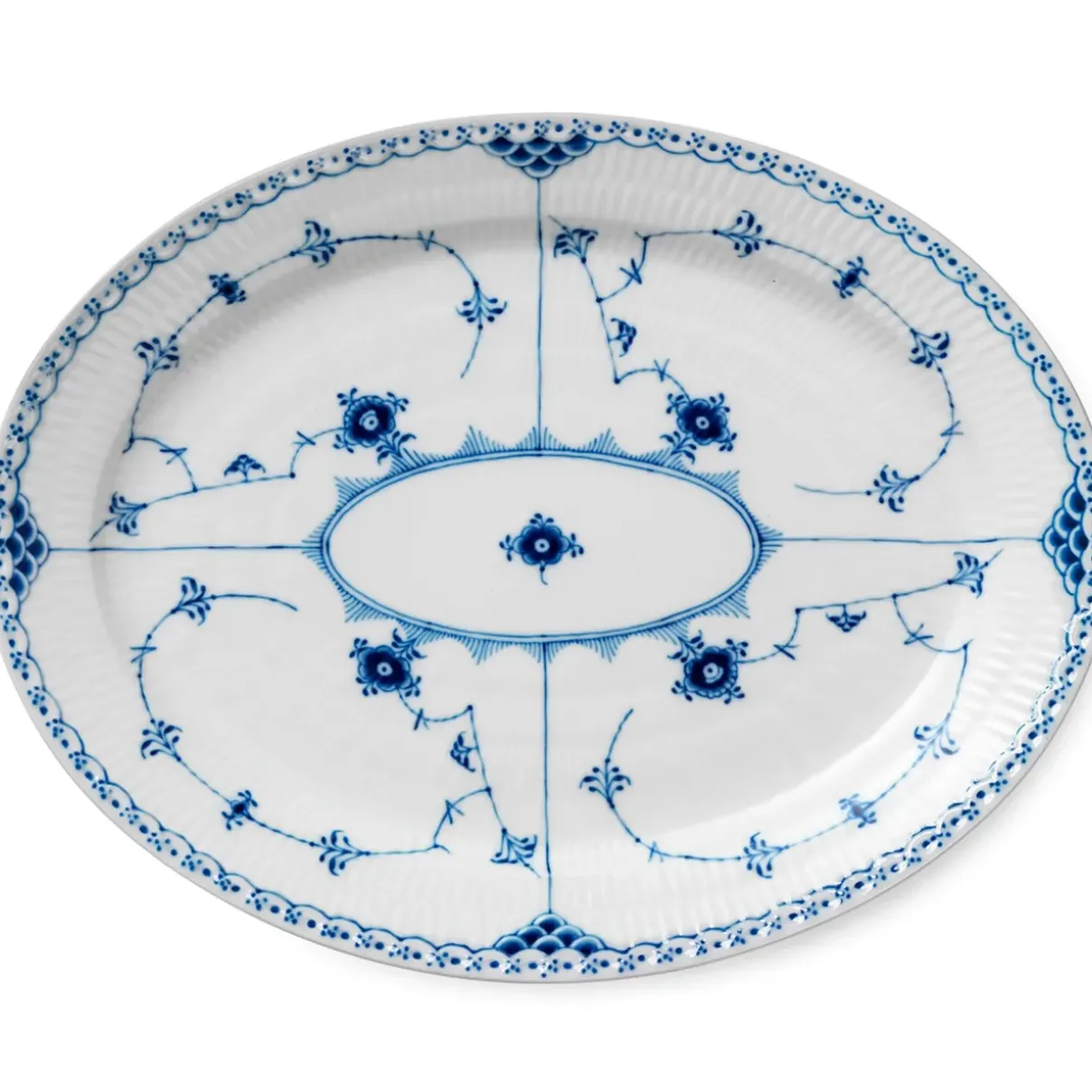 Royal Copenhagen Musselmalet Halvblonde|Fade*Musselmalet Halvblonde fad, 36,5 cm
