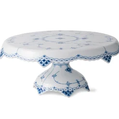Royal Copenhagen Musselmalet Halvblonde|Kageopsats*Musselmalet Halvblonde fad på fod, 31 cm