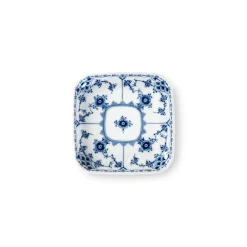 Royal Copenhagen Musselmalet Halvblonde|Aktiv Asietter*Musselmalet Halvblonde firkantet asiet, 10,5 cm