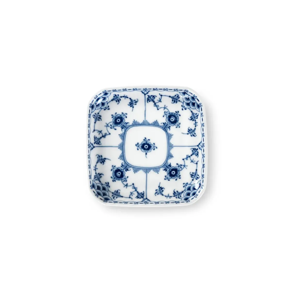 Royal Copenhagen Musselmalet Halvblonde|Aktiv Asietter*Musselmalet Halvblonde firkantet asiet, 10,5 cm