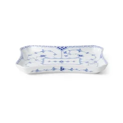 Royal Copenhagen Musselmalet Halvblonde|Fade*Musselmalet Halvblonde firkantet fad, 24,5 cm