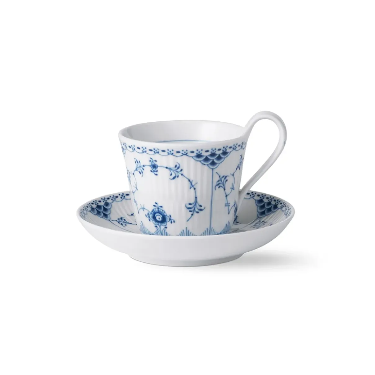 Royal Copenhagen Musselmalet Halvblonde|Kaffekopper*Musselmalet Halvblonde højhankskop og underkop, 24 cl