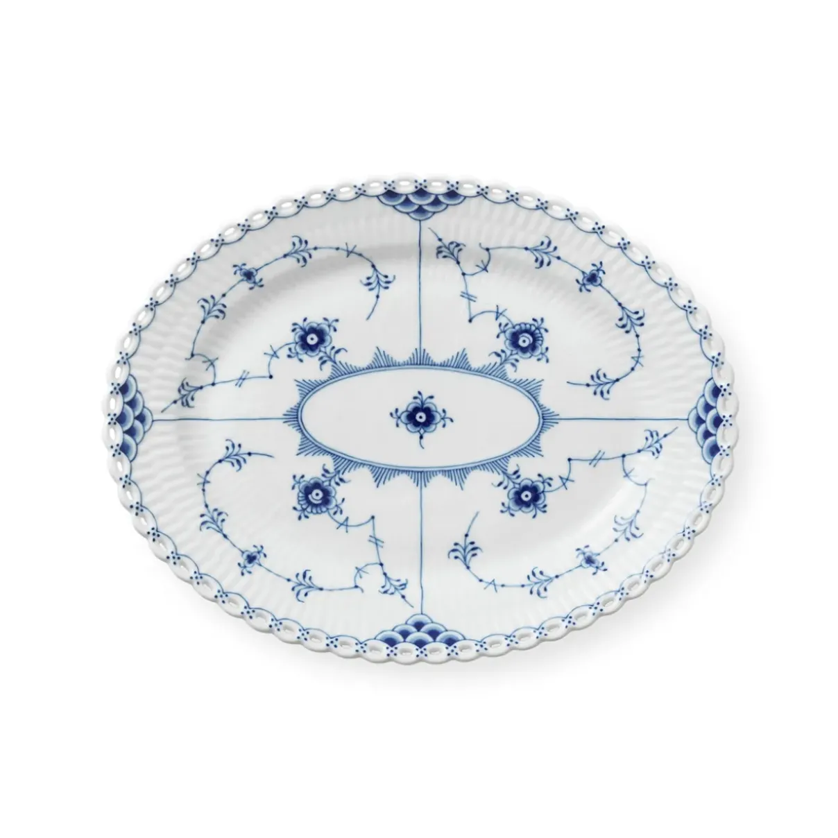 Royal Copenhagen Eksklusive Steldele|Musselmalet Helblonde*Musselmalet Helblonde fad, 25 cm
