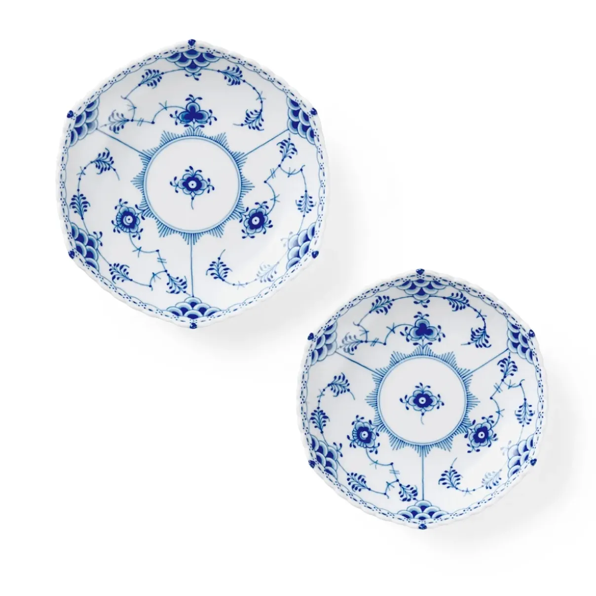 Royal Copenhagen Eksklusive Steldele|Musselmalet Helblonde*Musselmalet Helblonde lav skål, 13 cm, 15 cm, 2 stk.