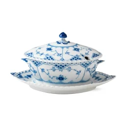 Royal Copenhagen Eksklusive Steldele|Musselmalet Helblonde*Musselmalet Helblonde sauceskål, 40 cl