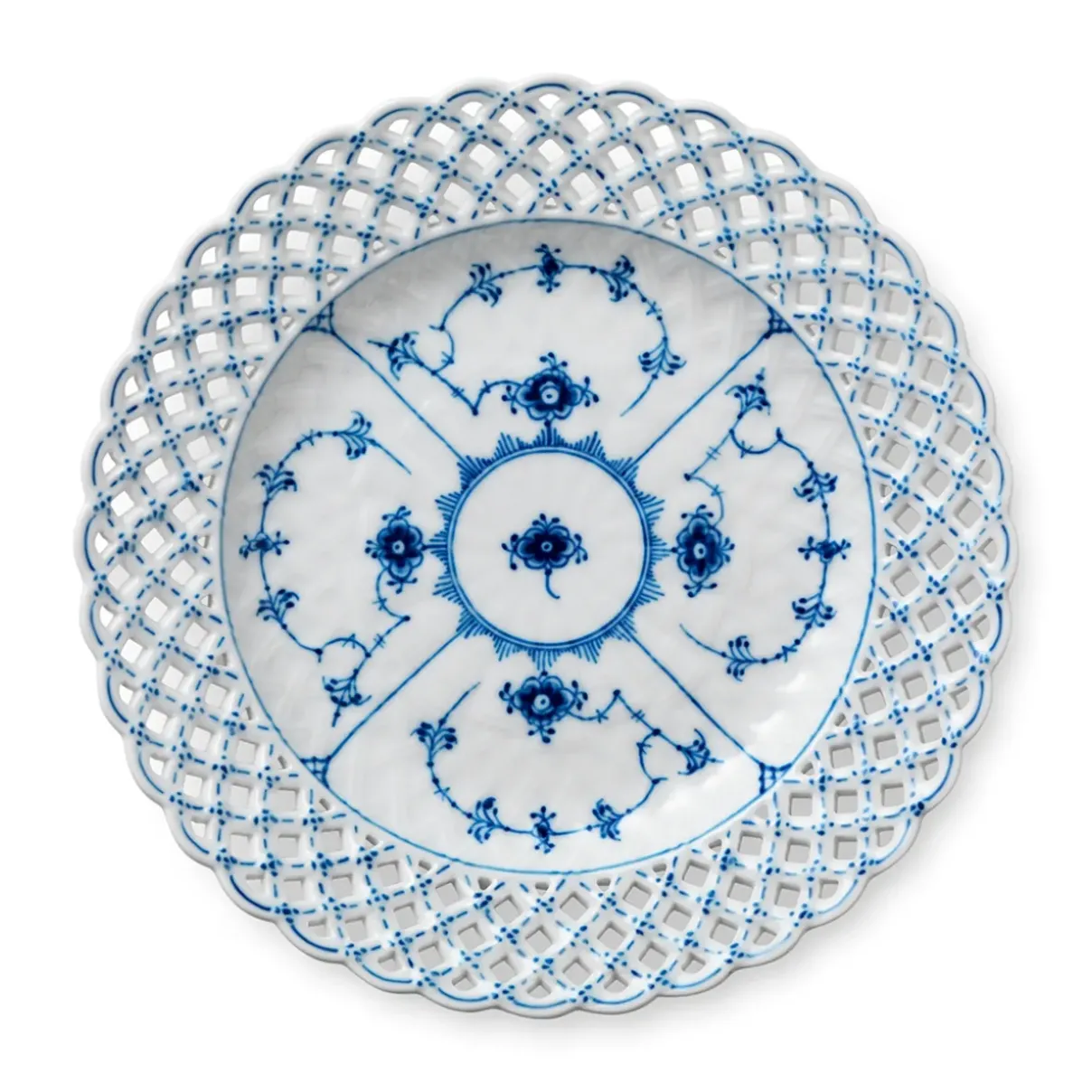 Royal Copenhagen Eksklusive Steldele|Musselmalet Helblonde*Musselmalet Helblonde tallerken med gennemskåret kant, 25 cm