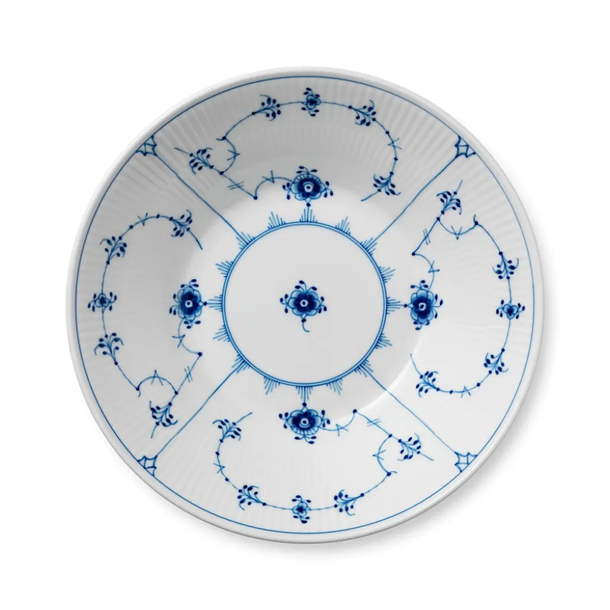 Royal Copenhagen Eksklusive Steldele|Musselmalet Riflet*Musselmalet Riflet dyb tallerken, 24 cm