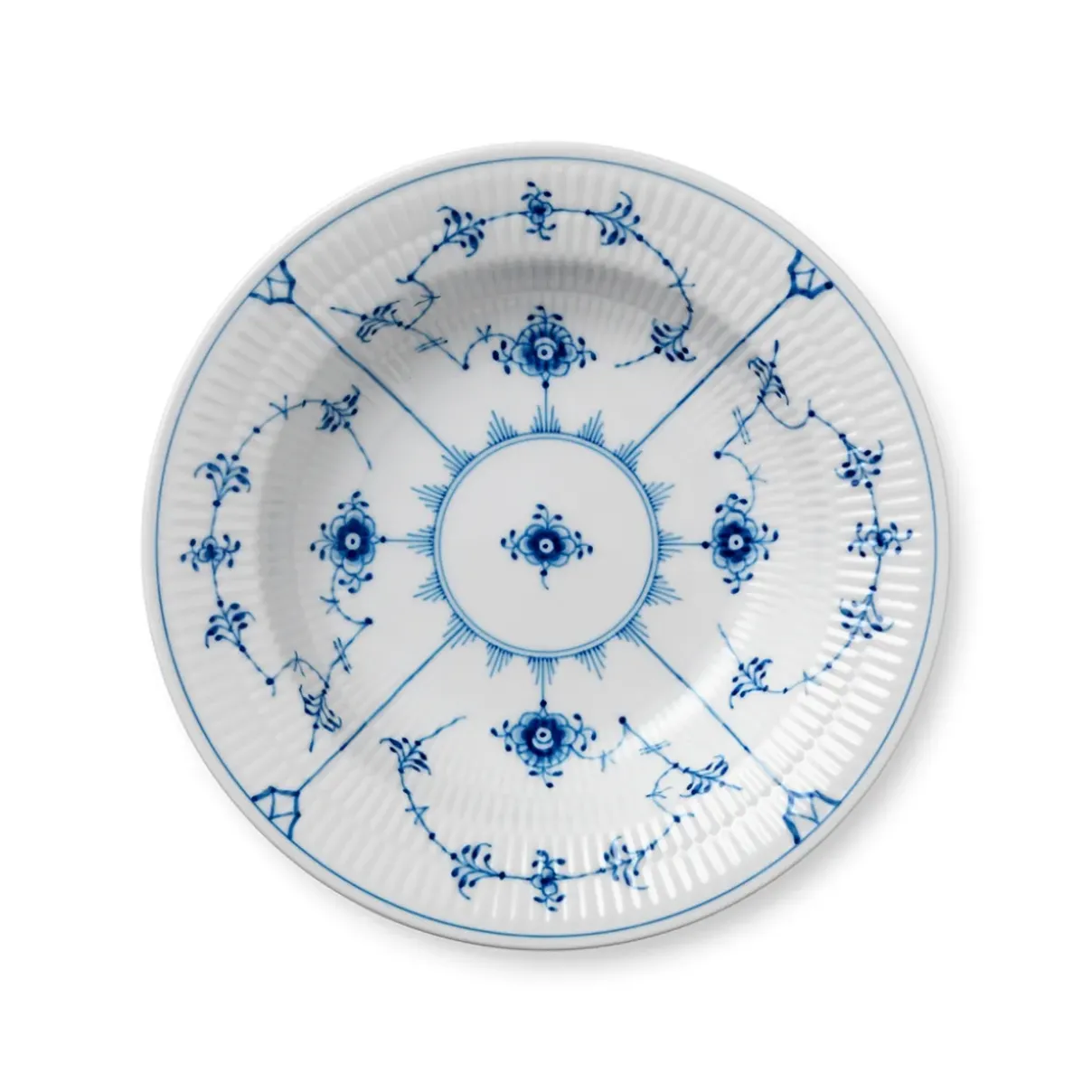 Royal Copenhagen Eksklusive Steldele|Musselmalet Riflet*Musselmalet Riflet dyb tallerken, 21 cm
