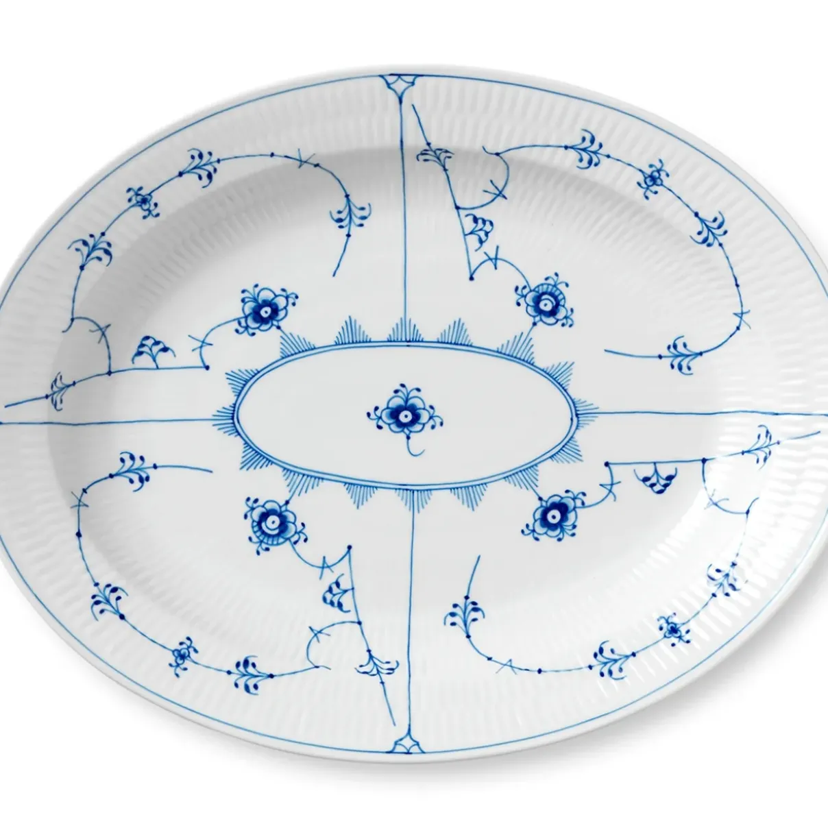 Royal Copenhagen Eksklusive Steldele|Musselmalet Riflet*Musselmalet Riflet fad, 36,5 cm
